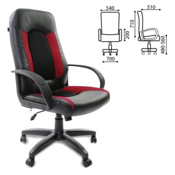 Кресло офисное BRABIX Strike EX-525 (черно-красный) в Половинном - polovinnoe.mebel54.com | фото
