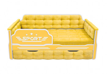 Кровать 180 серии Спорт 1 ящик 74 Жёлтый (мягкие боковые накладки) в Половинном - polovinnoe.mebel54.com | фото