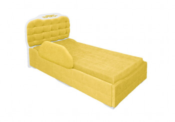 Кровать 190 Атлет Lux 74 Жёлтый (мягкий бортик) в Половинном - polovinnoe.mebel54.com | фото