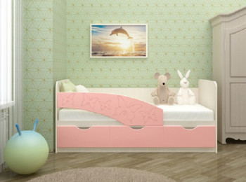Кровать Бабочки 2,0м (Розовый металлик) в Половинном - polovinnoe.mebel54.com | фото