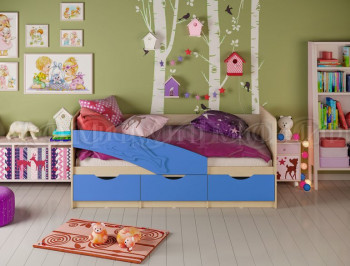 Кровать детская 1,6м Дельфин (Синий матовый) в Половинном - polovinnoe.mebel54.com | фото