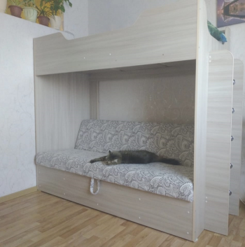 Кровать двухъярусная с диваном (Беленый дуб) в Половинном - polovinnoe.mebel54.com | фото