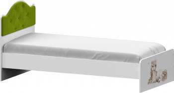 Кровать Каспер с мягкой спинкой и фотопечатью (800х2000)Белый/Лайм в Половинном - polovinnoe.mebel54.com | фото