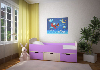 Кровать Малыш-мини Дуб молочный/Ирис в Половинном - polovinnoe.mebel54.com | фото