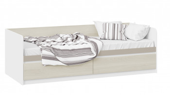 Кровать «Сканди» с 2 ящиками Дуб Гарден/Белый/Глиняный серый в Половинном - polovinnoe.mebel54.com | фото
