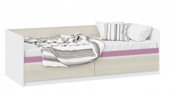 Кровать «Сканди» с 2 ящиками Дуб Гарден/Белый/Лиловый в Половинном - polovinnoe.mebel54.com | фото
