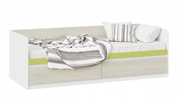 Кровать «Сканди» с 2 ящиками Дуб Гарден/Белый/Зеленый в Половинном - polovinnoe.mebel54.com | фото