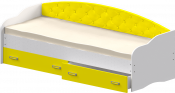 Кровать Софа-7 с мягкой спинкой (800х1900) Белый/Желтый в Половинном - polovinnoe.mebel54.com | фото