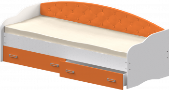 Кровать Софа-7 с мягкой спинкой (800х1900) Белый/Оранжевый в Половинном - polovinnoe.mebel54.com | фото