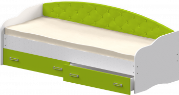 Кровать Софа-7 с мягкой спинкой (800х2000) Белый/Лайм в Половинном - polovinnoe.mebel54.com | фото