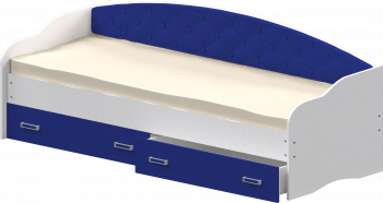 Кровать Софа-7 с мягкой спинкой (800х2000) Белый/Синий в Половинном - polovinnoe.mebel54.com | фото