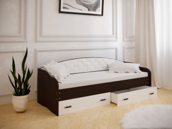 Кровать Софа-8 с мягкой спинкой (900х1900) Венге/ Белый в Половинном - polovinnoe.mebel54.com | фото