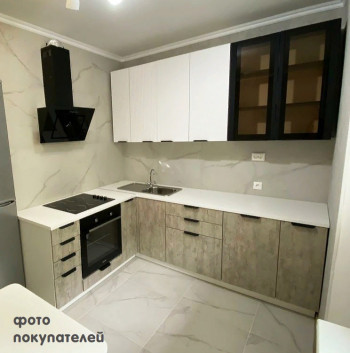 Модульная кухня Норд 1,6 м (Софт даймонд/Камень беж/Белый) в Половинном - polovinnoe.mebel54.com | фото