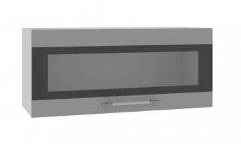 Норд ШВГС 800 Шкаф верхний горизонтальный со стеклом (Софт черный/корпус Белый) в Половинном - polovinnoe.mebel54.com | фото