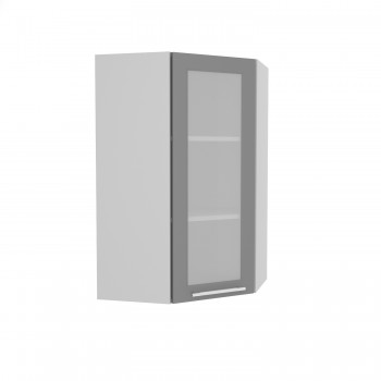 Норд ШВУС 600Н Шкаф верхний угловой (премьер) высокий (Софт черный/корпус Белый) в Половинном - polovinnoe.mebel54.com | фото