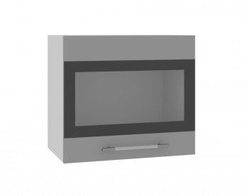 Ройс ВПГСФ 500 Шкаф верхний горизонтальный со стеклом с фотопечатью высокий (Графит софт/корпус Серый) в Половинном - polovinnoe.mebel54.com | фото