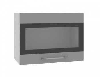 Ройс ВПГСФ 600 Шкаф верхний горизонтальный со стеклом с фотопечатью высокий (Графит софт/корпус Серый) в Половинном - polovinnoe.mebel54.com | фото