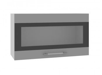 Ройс ВПГСФ 800 Шкаф верхний горизонтальный со стеклом с фотопечатью высокий (Графит софт/корпус Серый) в Половинном - polovinnoe.mebel54.com | фото