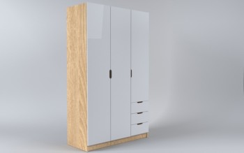 Шкаф 3-х створчатый с ящиками Лофт (Белый/корпус Дуб Сонома) в Половинном - polovinnoe.mebel54.com | фото