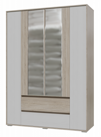 Шкаф 4-х дверный с ящиками Мальта 1600 Дуб сонома/Рамух белый в Половинном - polovinnoe.mebel54.com | фото