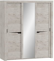 Шкаф трехдверный Соренто с раздвижными дверями Дуб бонифаций/Кофе структурный матовый в Половинном - polovinnoe.mebel54.com | фото